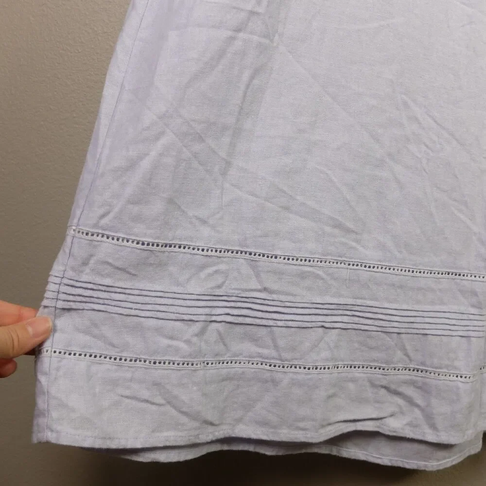 Christopher & Banks Light Blue Linen Blend Button Front Skirt Size 12